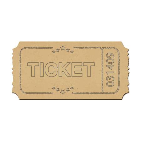 Sujet en bois médium - Ticket - 3,5 x 1,7 cm