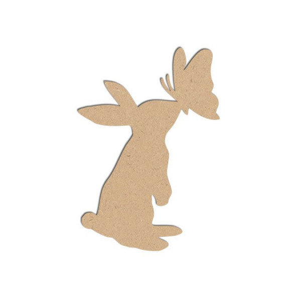 Lapin papillon en bois médium - 5 x 3,5 cm