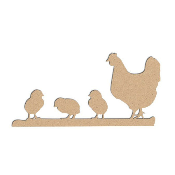 Bordure poule en bois médium - 11,5 x 5,7 cm