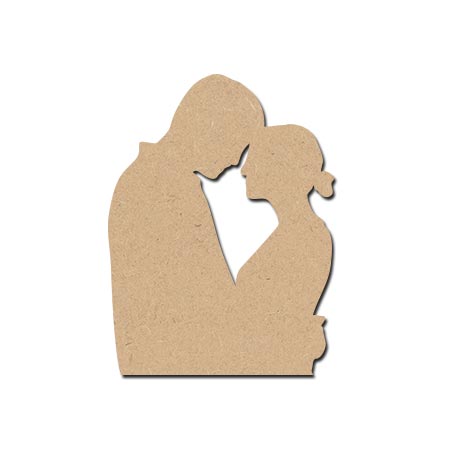 Sujet en bois médium - Couple amoureux - 3 x 4 cm