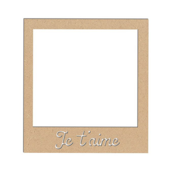 Support en bois médium - Polaroïd Je t'aime - 9 x 8,3 cm