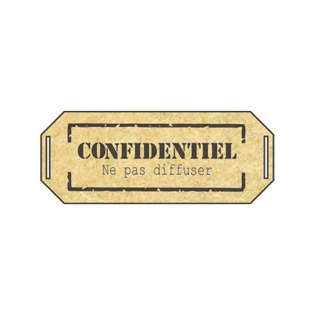Sujet en bois médium - Plaque Confidentiel - 5 x 2 cm