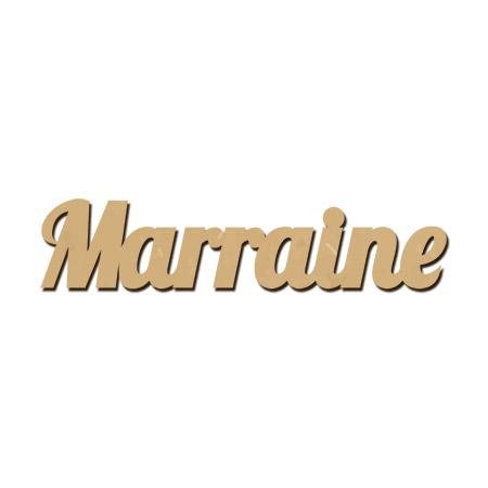 Mot en bois médium - Marraine - 4,8 x 1 cm