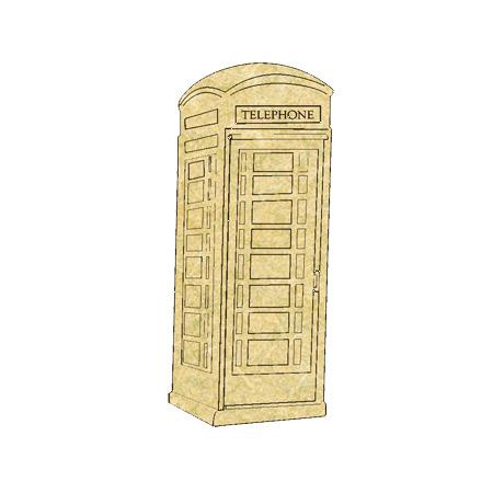 Sujet en bois médium - Cabine téléphonique Londres - 6,4 x 2,7 cm