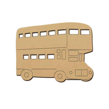 Sujet en bois médium - Bus londonien - 3,8 x 5 cm