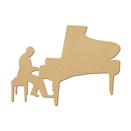 Sujet en bois médium - Pianiste - 3,4 x 4,5 cm