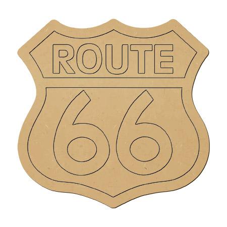 Sujet en bois médium - Route 66 gravé - 3 x 3 cm