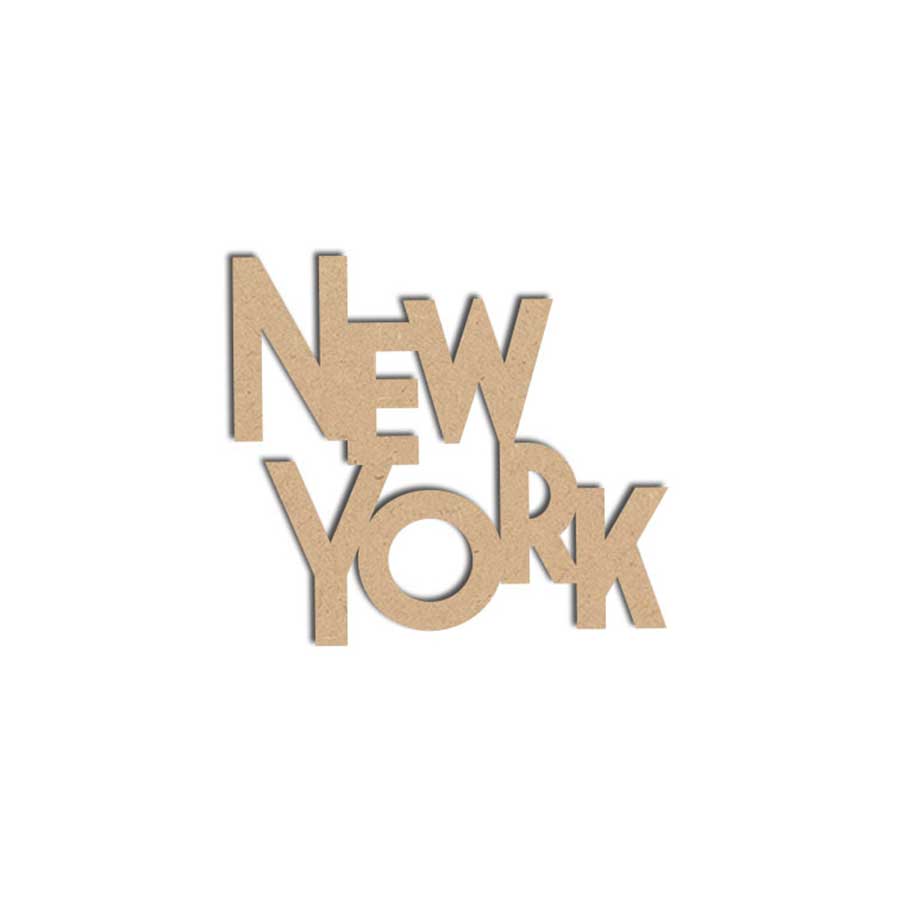 Mot en bois médium - New York - 7 x 6 cm