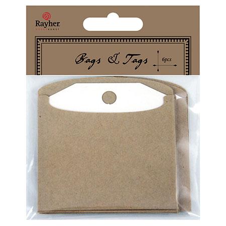 6 tags blancs avec enveloppes kraft - 7.2cm