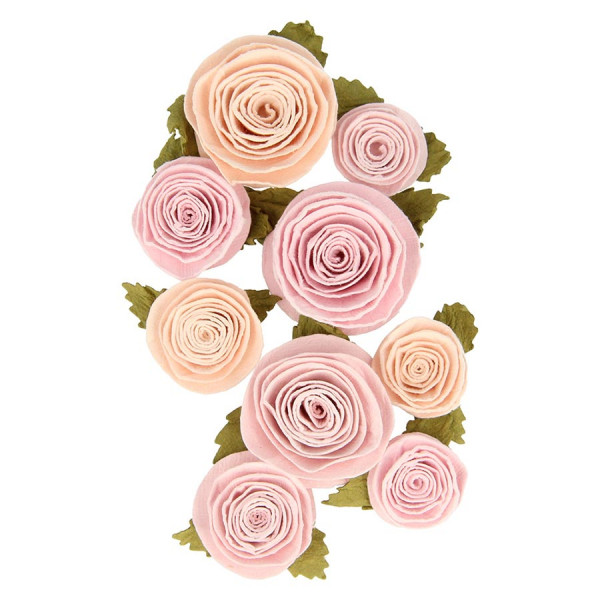 Fleurs en papier Secret Garden - 9 pcs