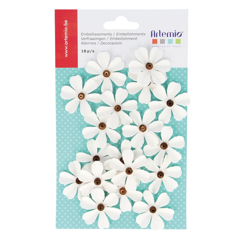 Fleurs en papier - Perle - 18 pces - Scrapmalin