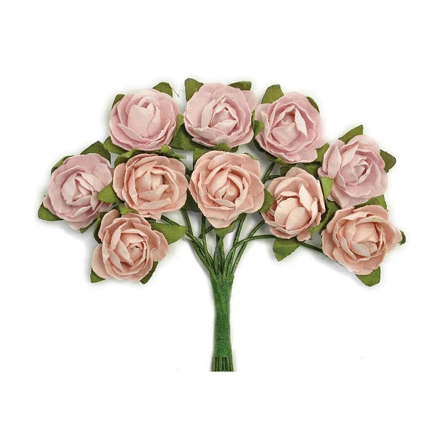 Fleurs vieux rose en papier - 1 cm