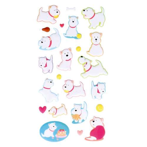 Autocollants 3D Chiens blancs Puffies