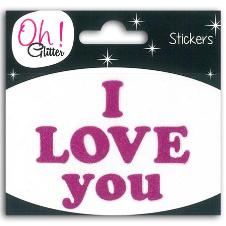 Oh Glitter ! - Stickers - I Love You Fuchsia