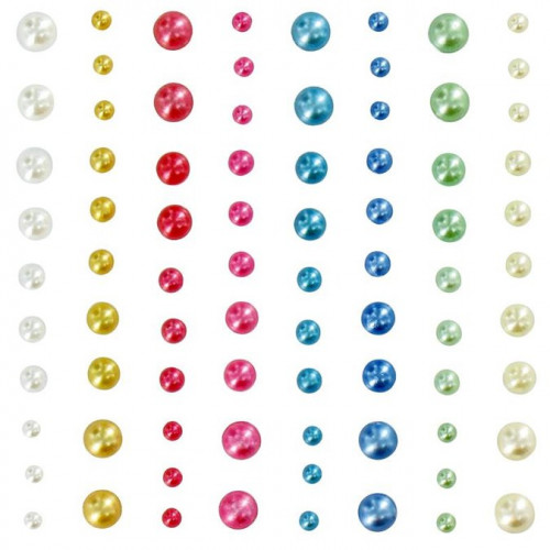 Demi-perles adhésives - multicolore - 80 pcs