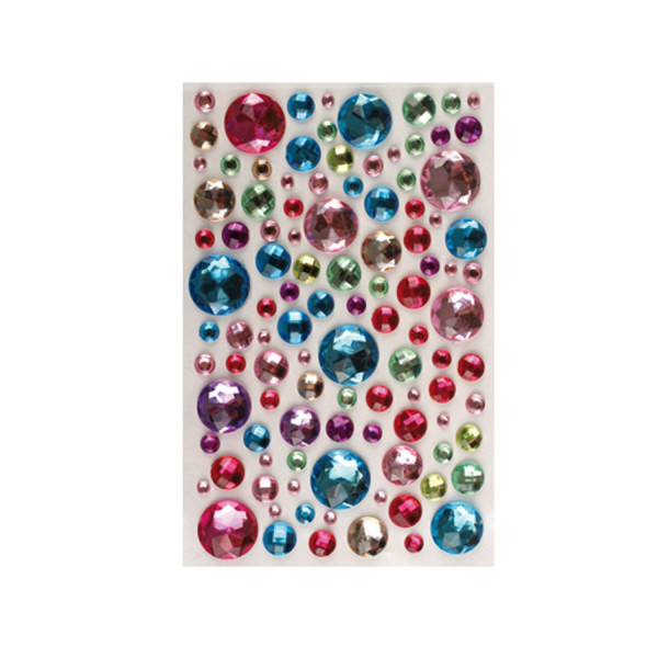 Stickers Strass Cristal - Ronds multicolores - 106 pcs