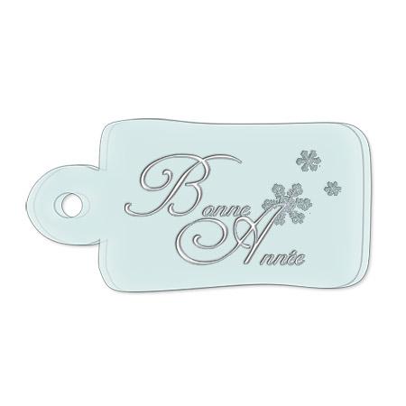 Sujet en plexiglas - Etiquette bonne année - 4,5*2 cm
