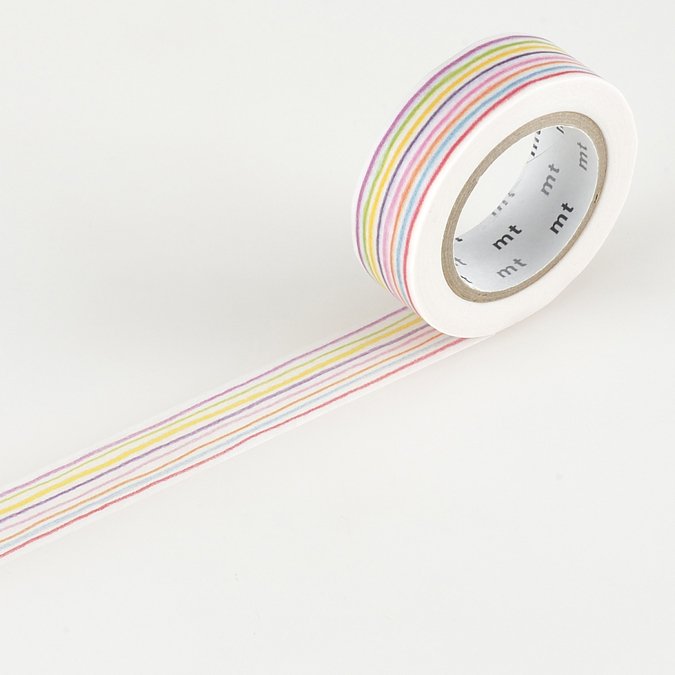 Masking Tape - Lignes multicolores - 1,5 cm x 10 m