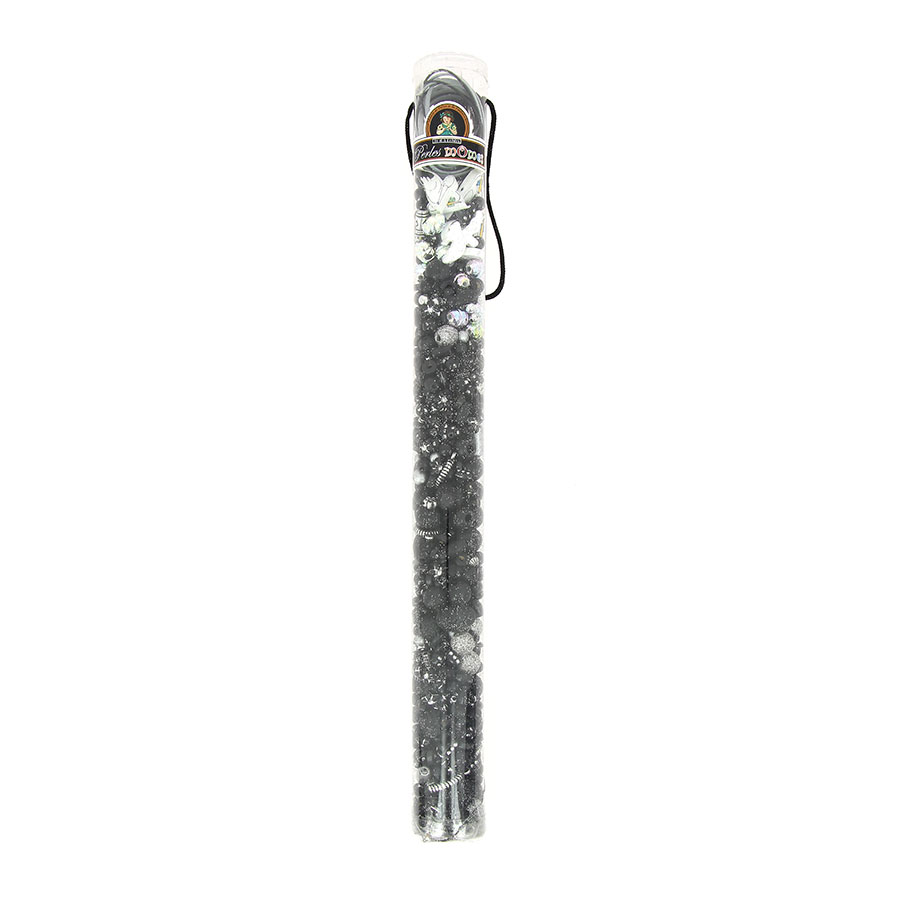 Kit en tube assortiment de perles - Noir - Taille aléatoire de 4 à 20 mm