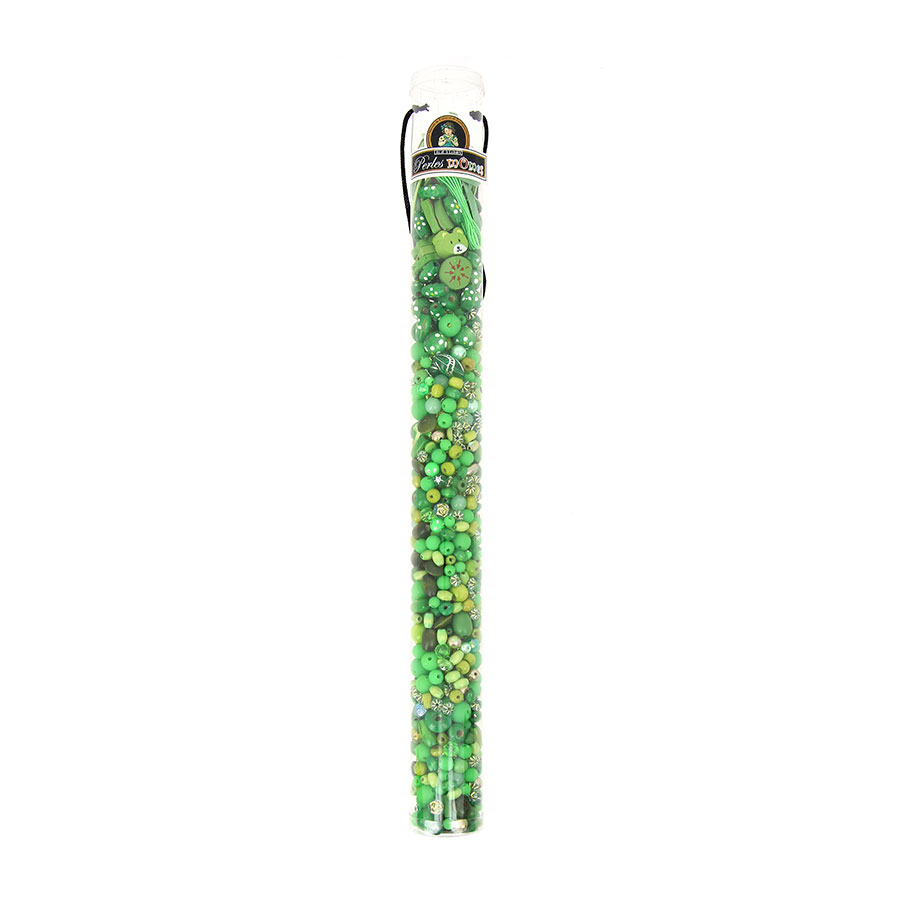 Kit en tube assortiment de perles - Vert - Taille aléatoire de 4 à 20 mm