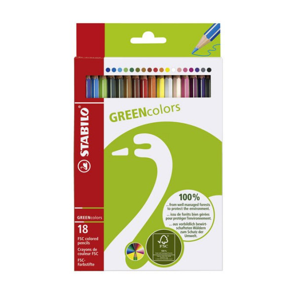 18 crayons de couleur Green Colors
