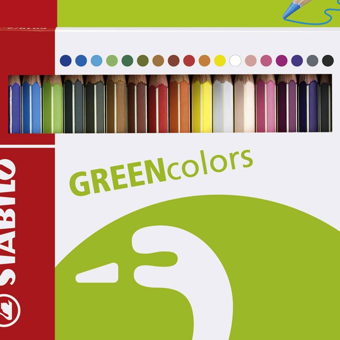 18 crayons de couleur Green Colors