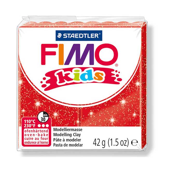 Pâte à modeler Fimo Kids rouge pailleté - 42 g