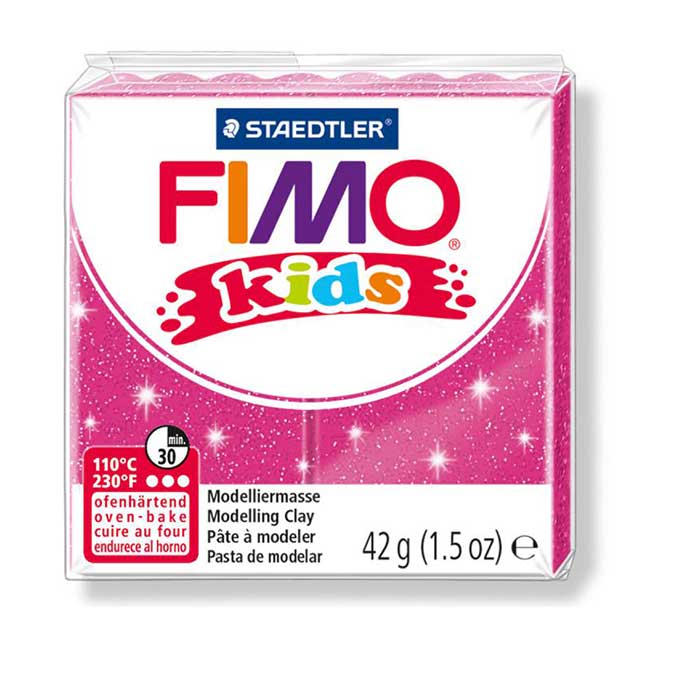 Pâte à modeler Fimo Kids rose pailleté - 42 g