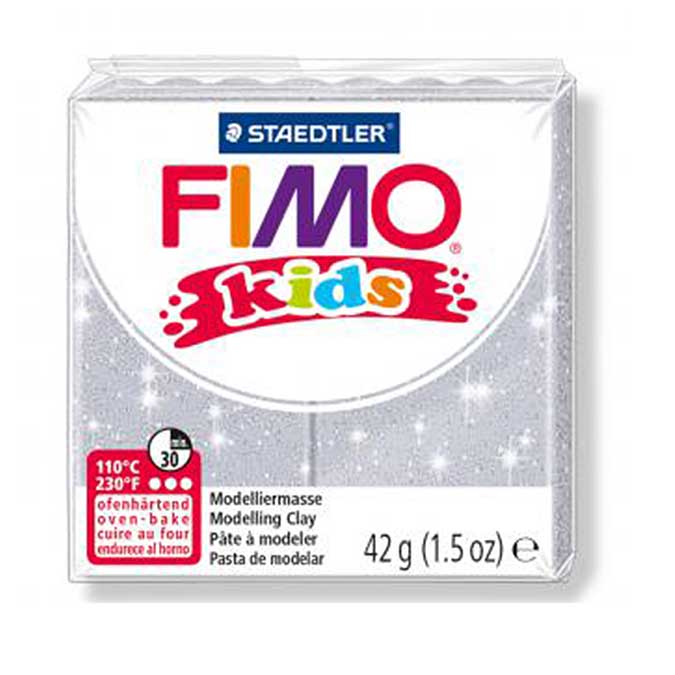 Pâte à modeler Fimo Kids gris pailleté - 42 g
