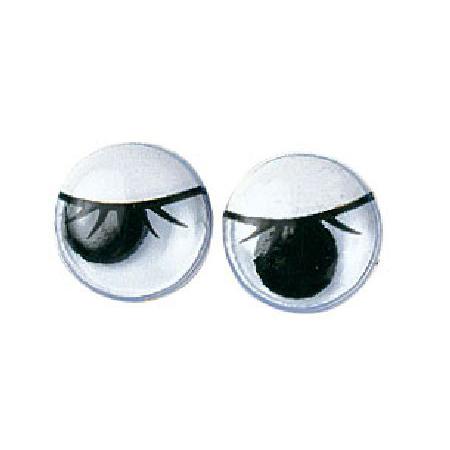 Yeux mobiles avec cils - Ovales noirs 10 mm