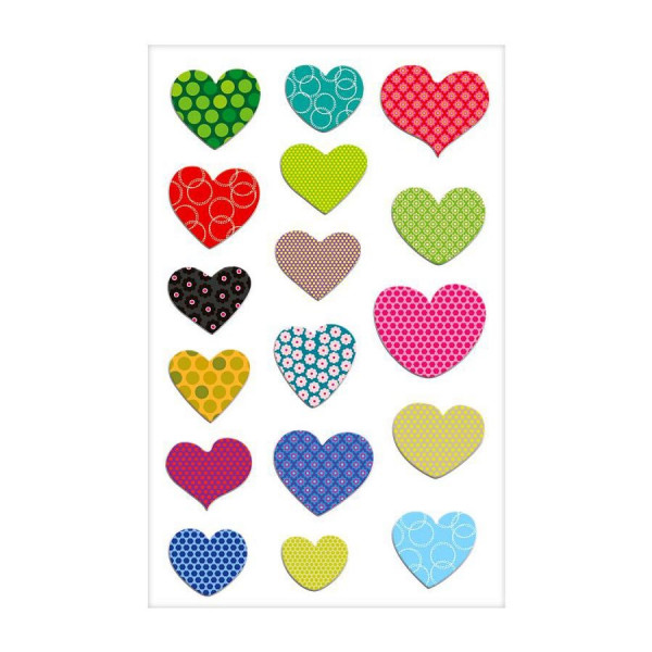 Stickers 3D - Cooky - Cœurs à Motifs x 17