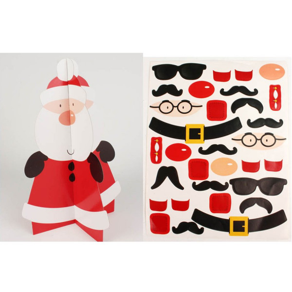 Père Noël à customiser avec gommettes - 25,5 x 17 cm
