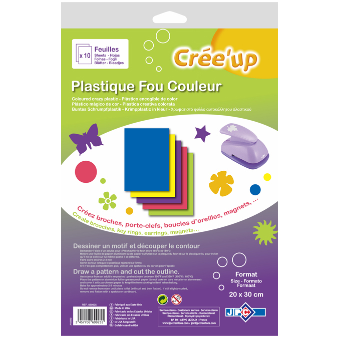 10 feuilles de plastique fou couleur - 20x30 - Scrapmalin