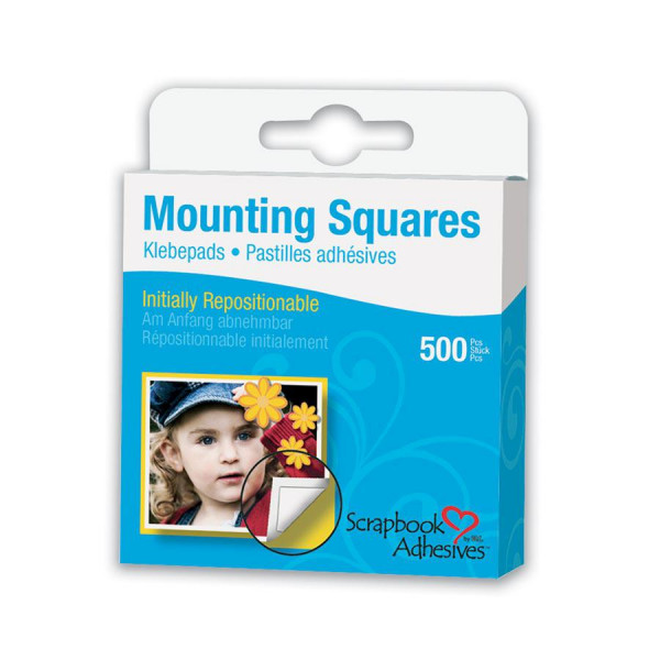 Mounting Squares - 500 Pastilles adhésives double-face - Blanc - colle repositionnable