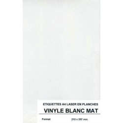 Etiquettes autocollantes - Vinyle blanc mat A4