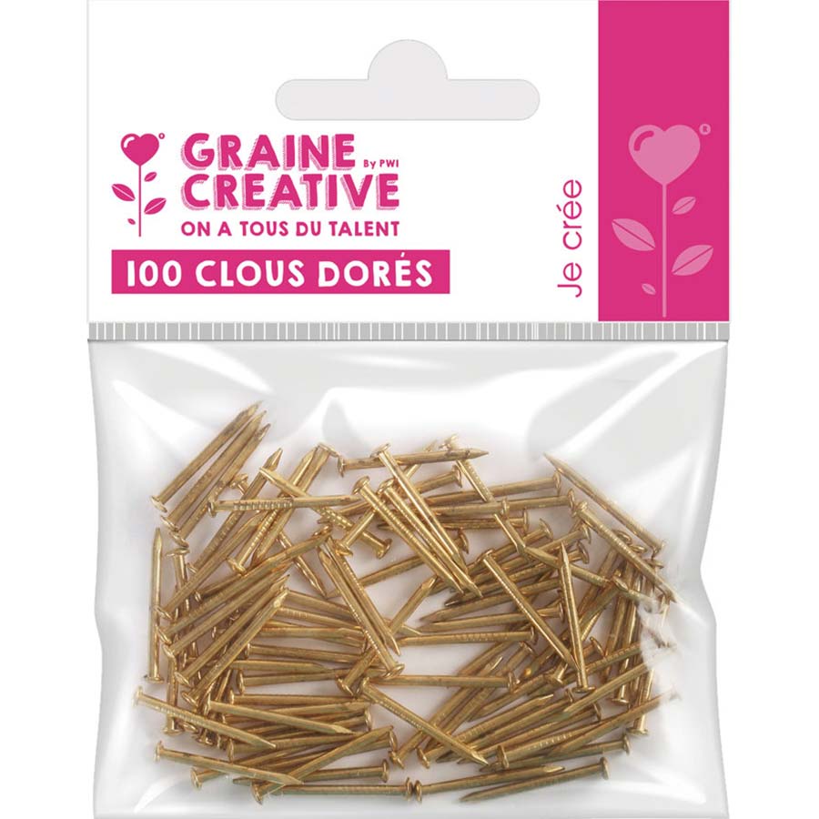 Sachet de 100 clous dorés - 2 cm