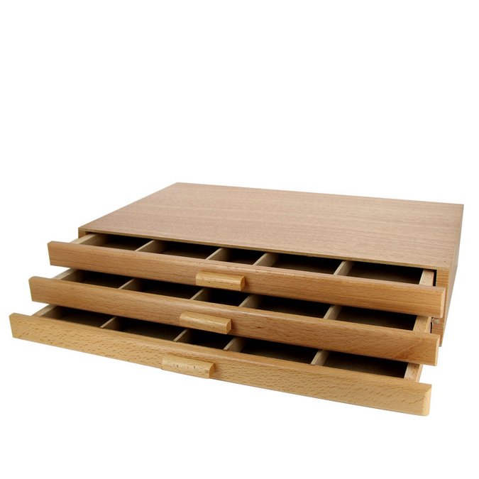 Boite de rangement en bois 3 tiroirs