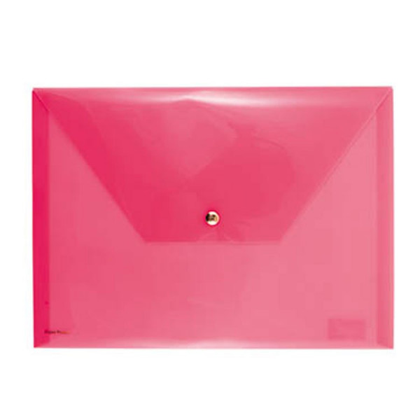 Pochette avec bouton pression - Fuchsia fluo - 33 x 24 cm