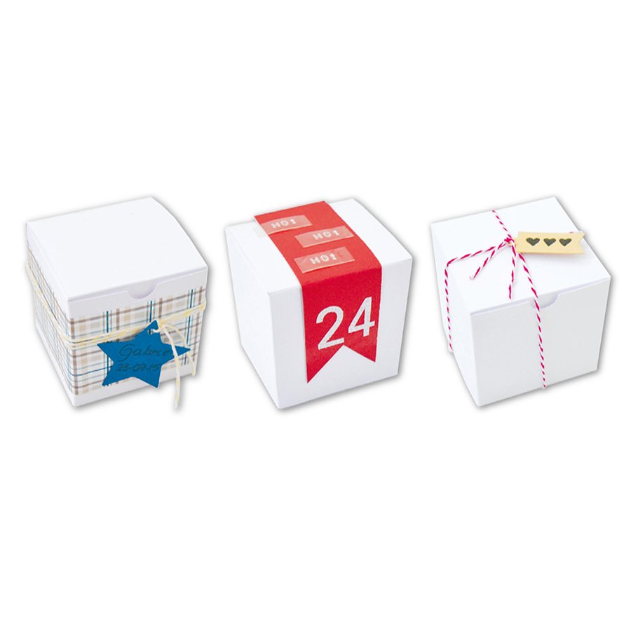 Boîtes cube - blanc - 5,5 x 5,5 cm - 6 pces
