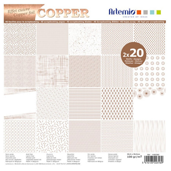 Set de papiers - Foil - Cuivre - 40 pcs