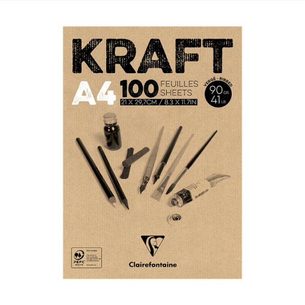 Kraft - Bloc de 100 feuilles - 90 g/m² - A4