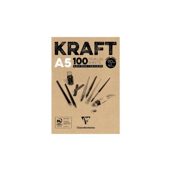 Kraft - Bloc de 100 feuilles - 90 g/m² - A5