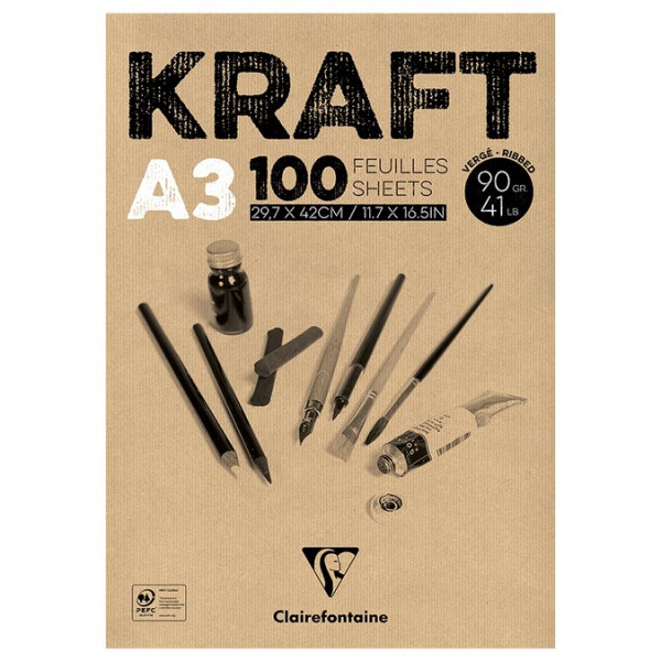 Kraft - Bloc de 100 feuilles - 90 g/m² - A3