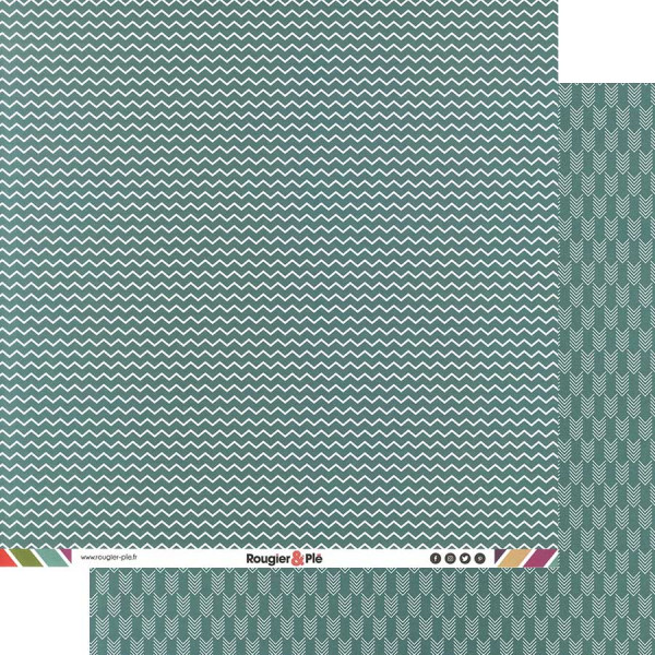 Papier recto-verso - turquoise / chevrons