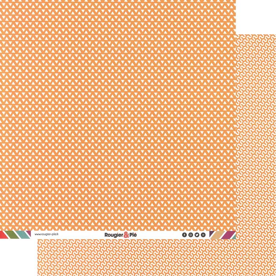 Papier recto-verso - orange / géométrique
