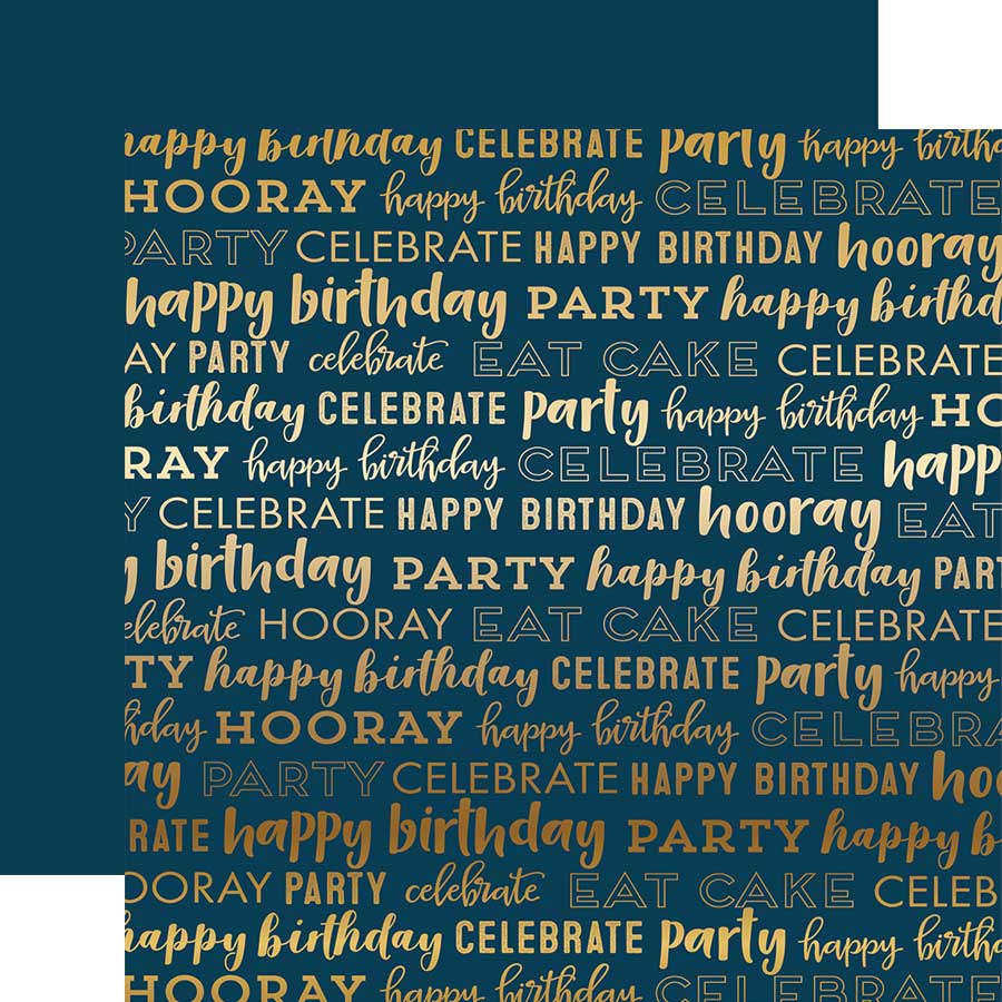 Happy Birthday Foil - Navy Happy Birthday Gold Foil