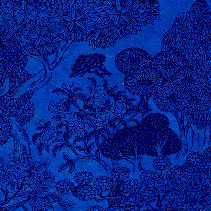 Papier Lokta Imprimé - Jungle - 50 x 75 cm - Bleu