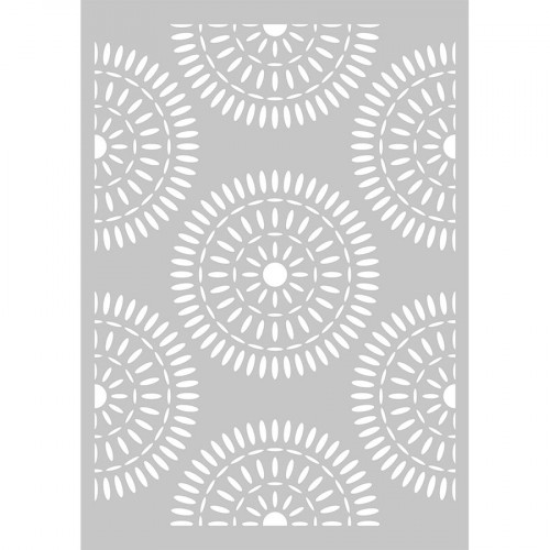 Pochoir Blue Ethnic motif Rosaces - A4