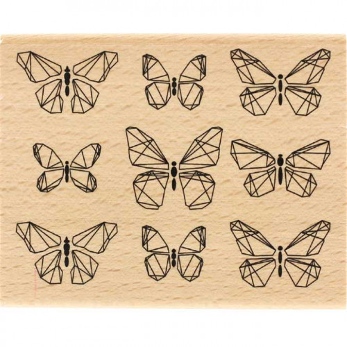 Capsule Août 2017 - Tampon bois - Papillons graphiques - 10 x 8 cm