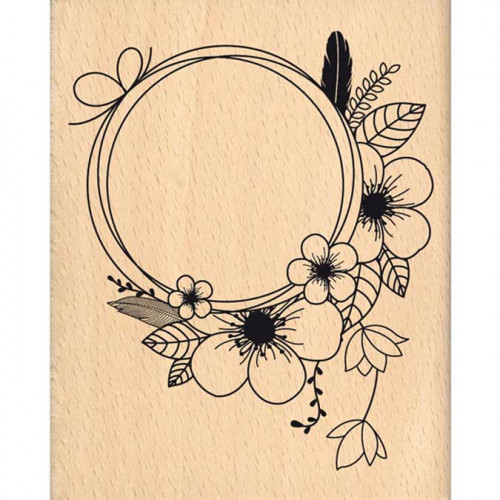 Envolée poétique - Tampon Bois - Jolie couronne - 8 x 10 cm